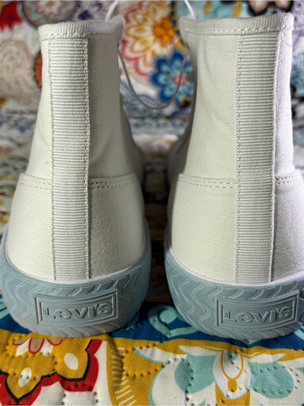 Levi's White High-Top Canvas Sneakers with Iridescent Gradient Sole - Picture 3 of 5
